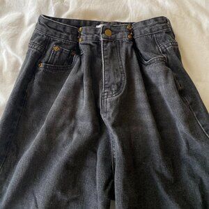 Black High Waist Wide Straight Leg Jeans (Small)